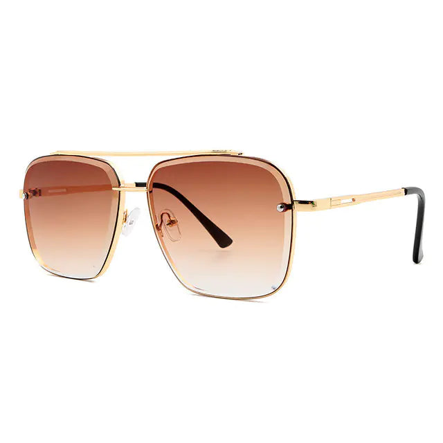 Metal Cut Edge Double Beam Sunglasses for Men