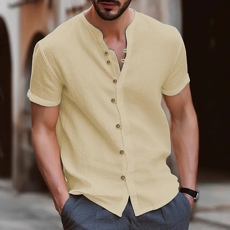 Hawaiian Vintage Button Cotton-Linen Casual Shirt for Men