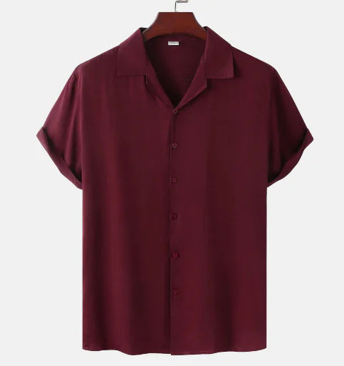 Men's Casual Cotton Blend Plain Shirt (One Piece)