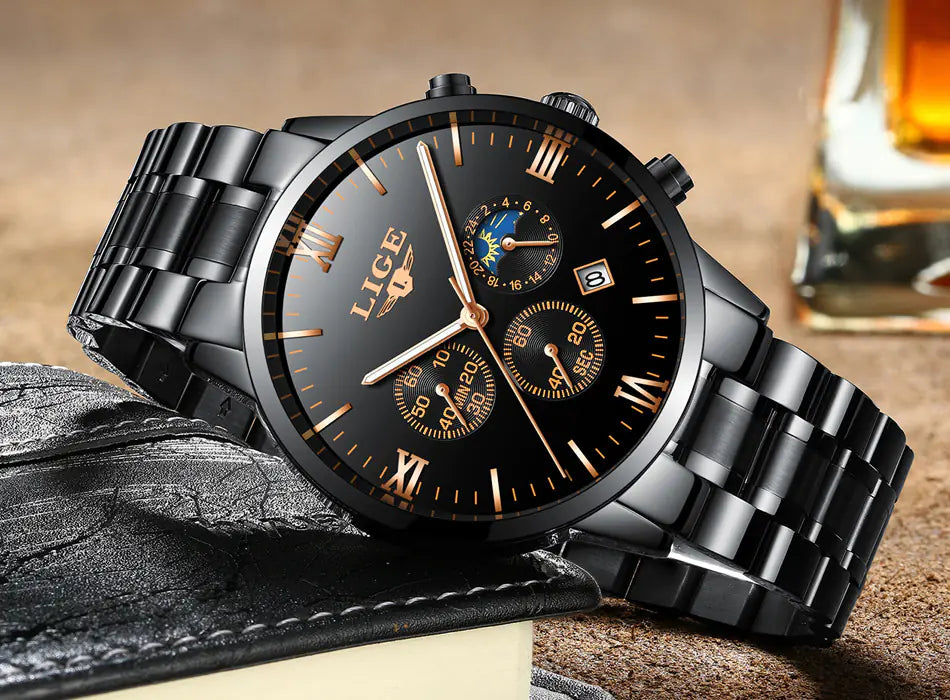 Men's Waterproof Quartz Business Sports Watch LIGE