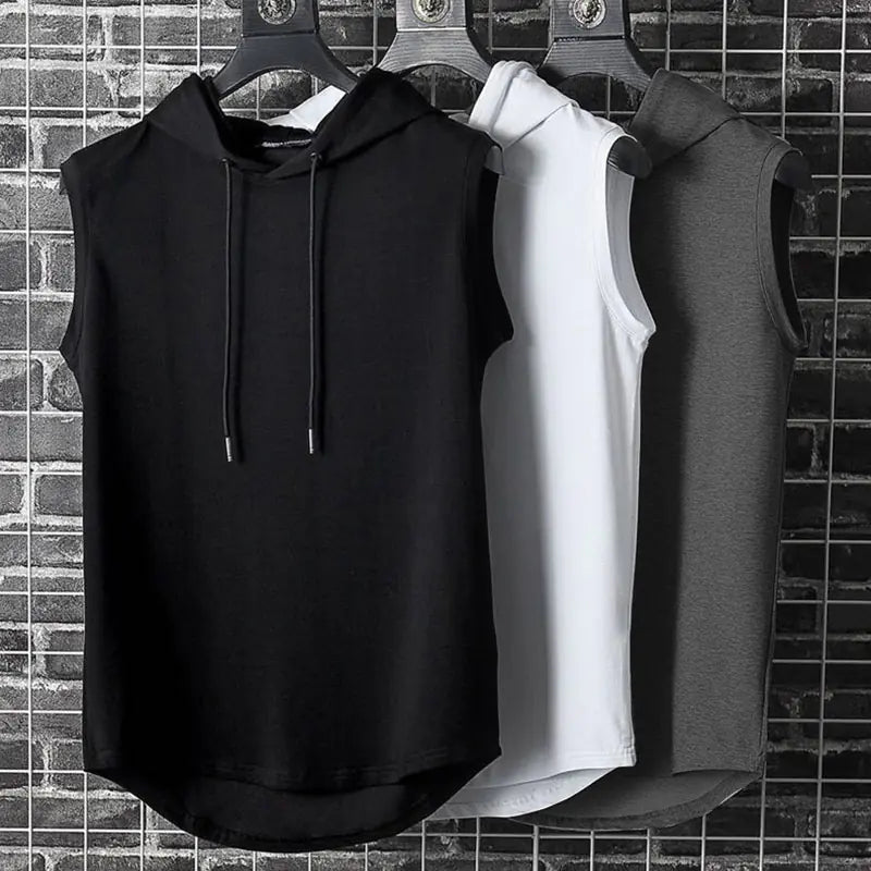 Men's Casual Hooded T-Shirt & Sports Vest Combo