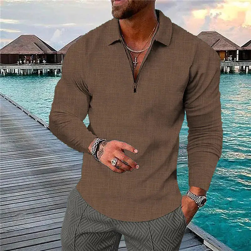 Men's Plus Size S-5XL British Style Long Sleeve Polo