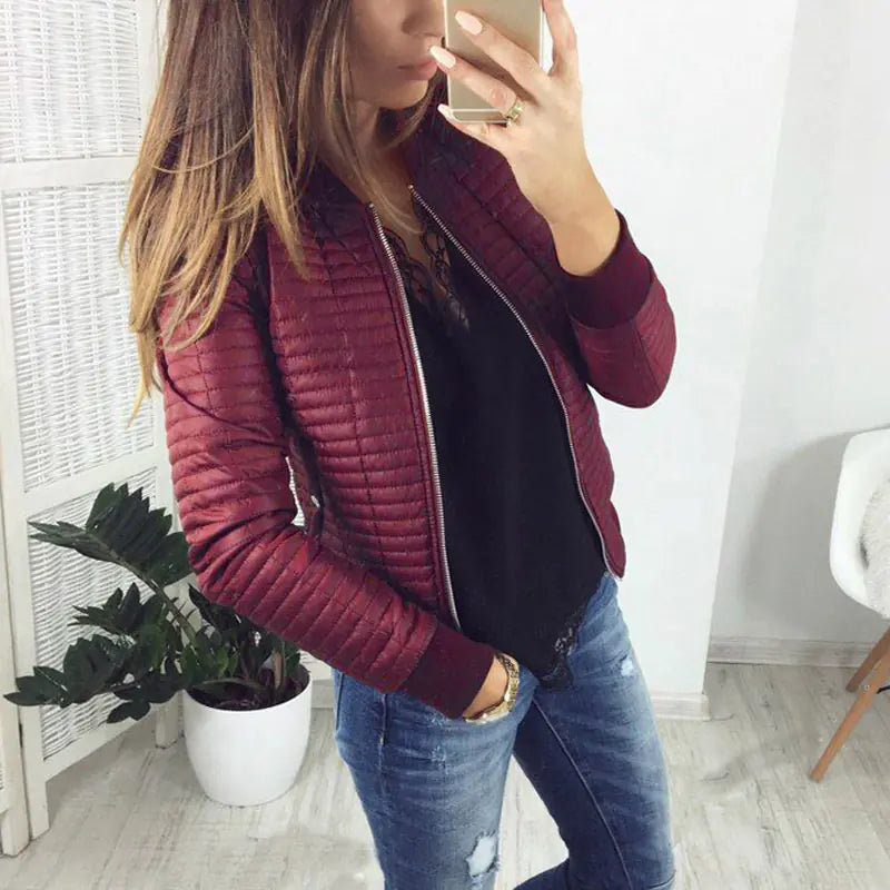 2019 Women's Slim Fit Long Sleeve Zip Cardigan Jacket