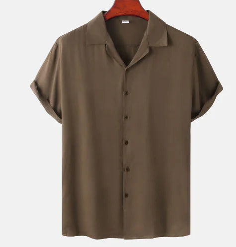 Men's Casual Cotton Blend Plain Shirt (One Piece)