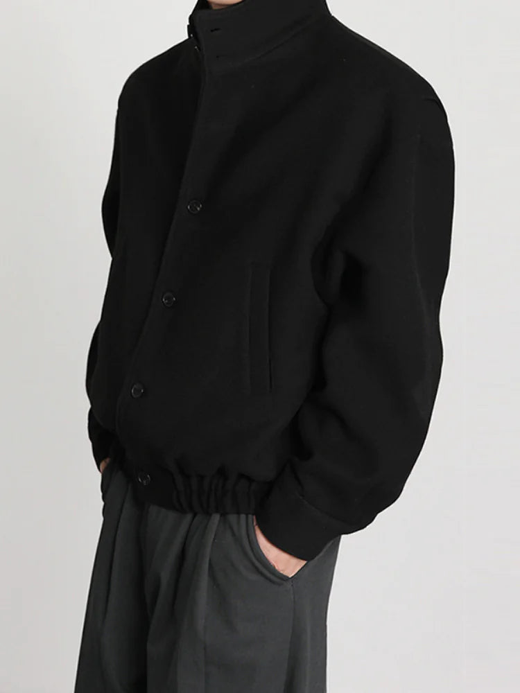 Men's Business Shirt Stand Collar Jacket Woolen Coat