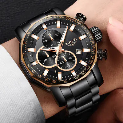 LIGE Men's Waterproof Business Watch - Stylish Design