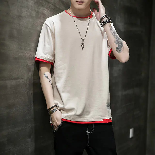 Two-Piece Spliced Pullover T-shirts