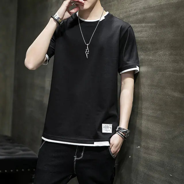 Two-Piece Spliced Pullover T-shirts