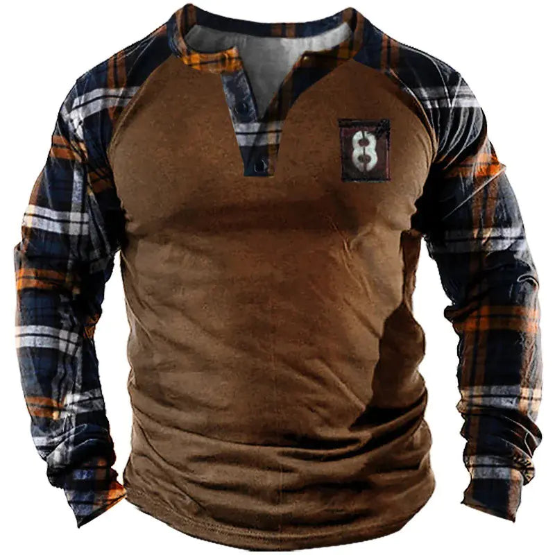 Vintage Print Long Sleeve Polo