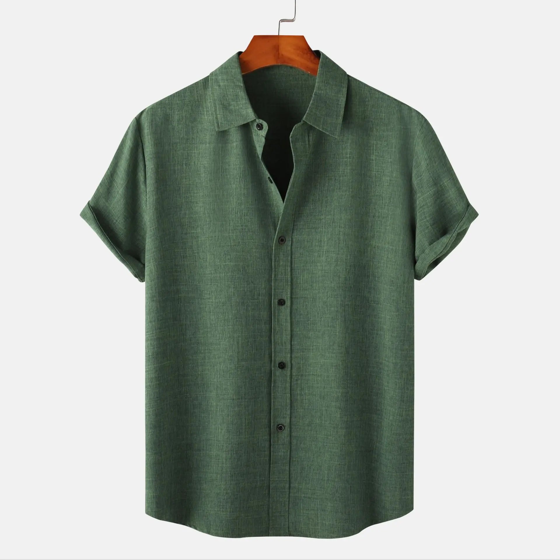 Men's Casual Slim Fit Solid Color Short Sleeve Shirt