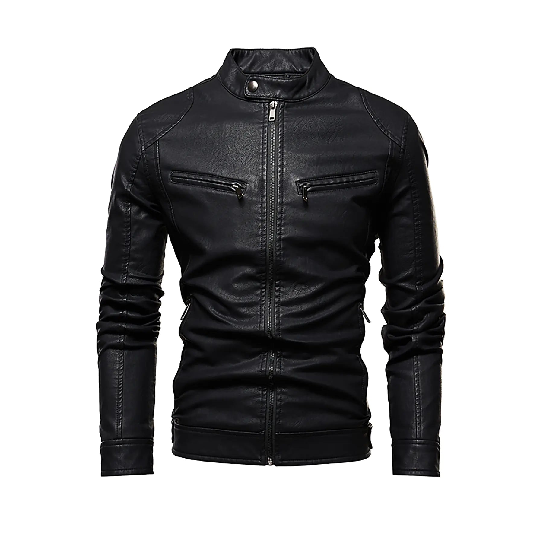 Men's Fleece-Lined PU Leather Jacket