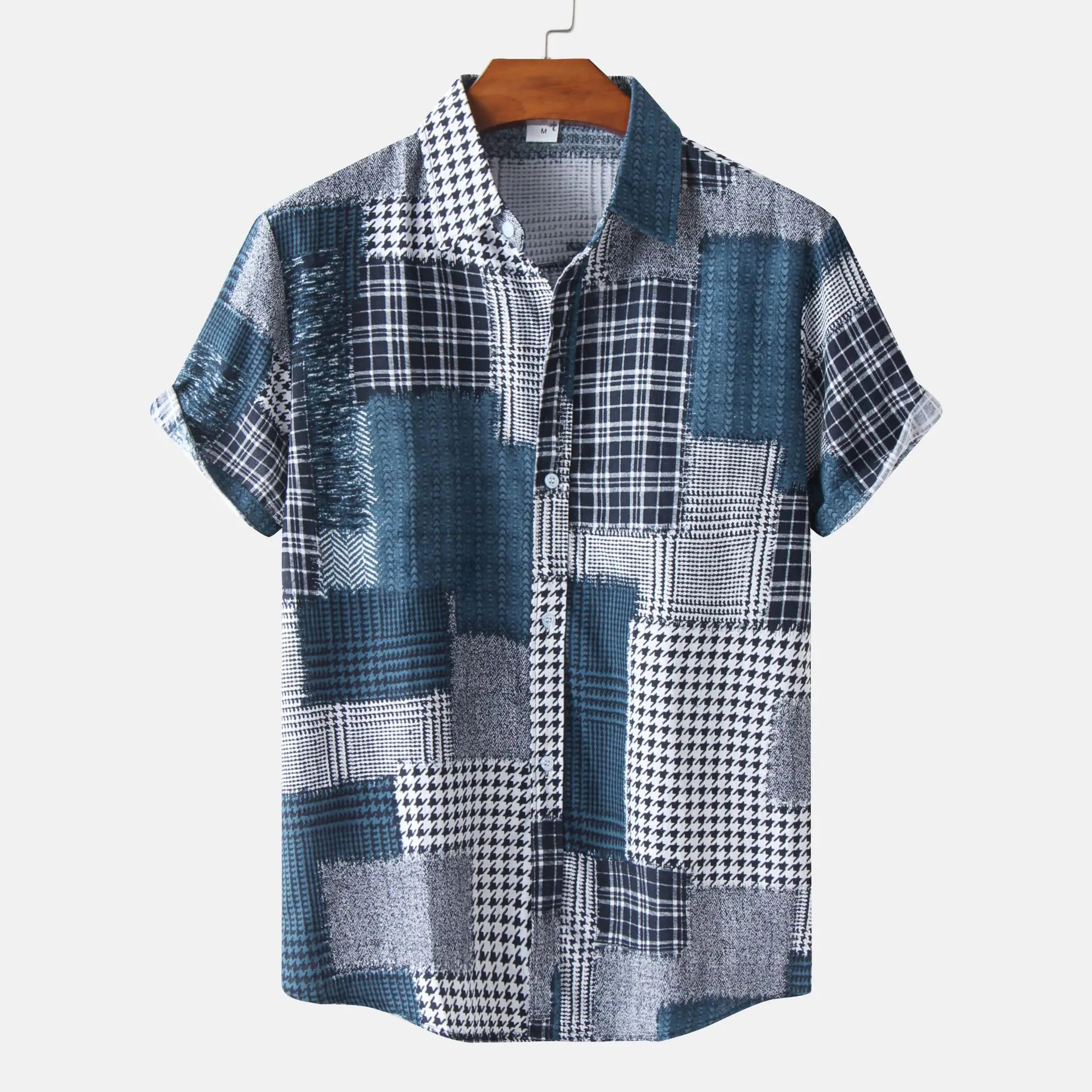 Men's Casual Cotton-Linen Short Sleeve Shirt
