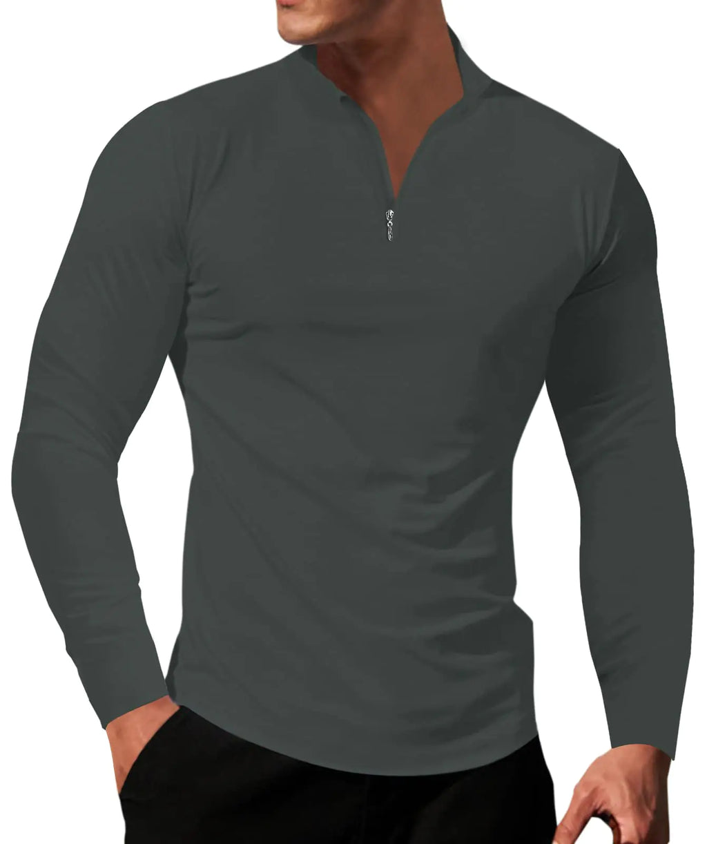 LOGEEYAR   Quarter-Zip V Neck Polo Shirts