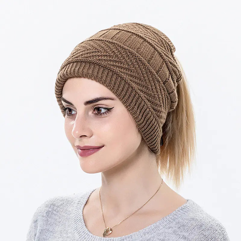 Windproof Knitted Wool Cap with Earmuffs and Scarf