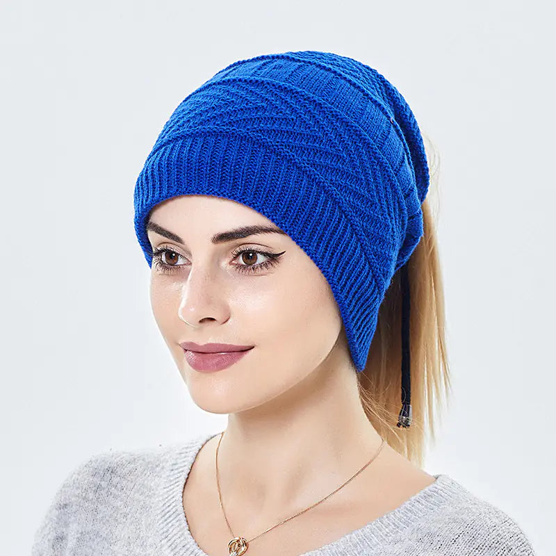 Windproof Knitted Wool Cap with Earmuffs and Scarf