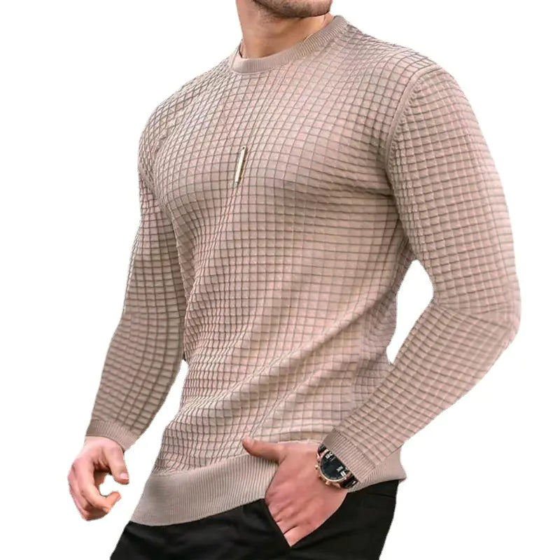 Loose Knitted Long-sleeved Cotton Crew-neck Pullover
