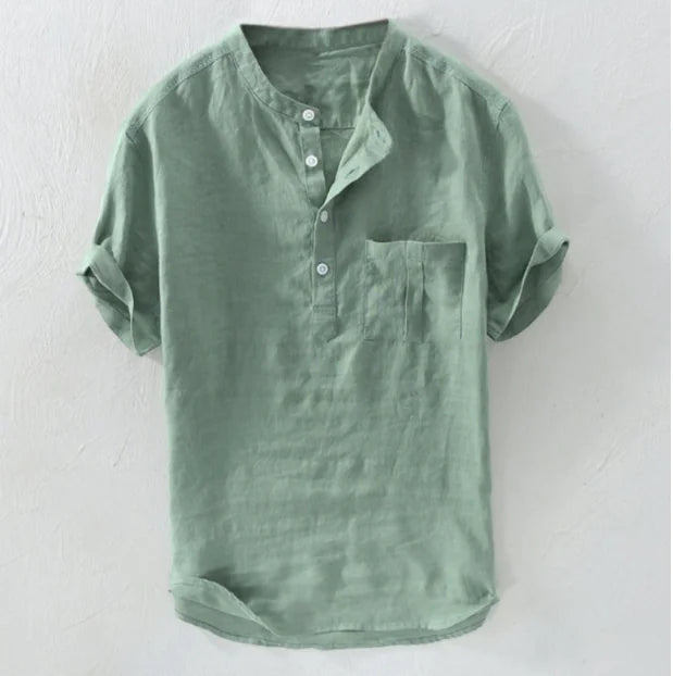 Casual Short Sleeve Shirt in Green for Men