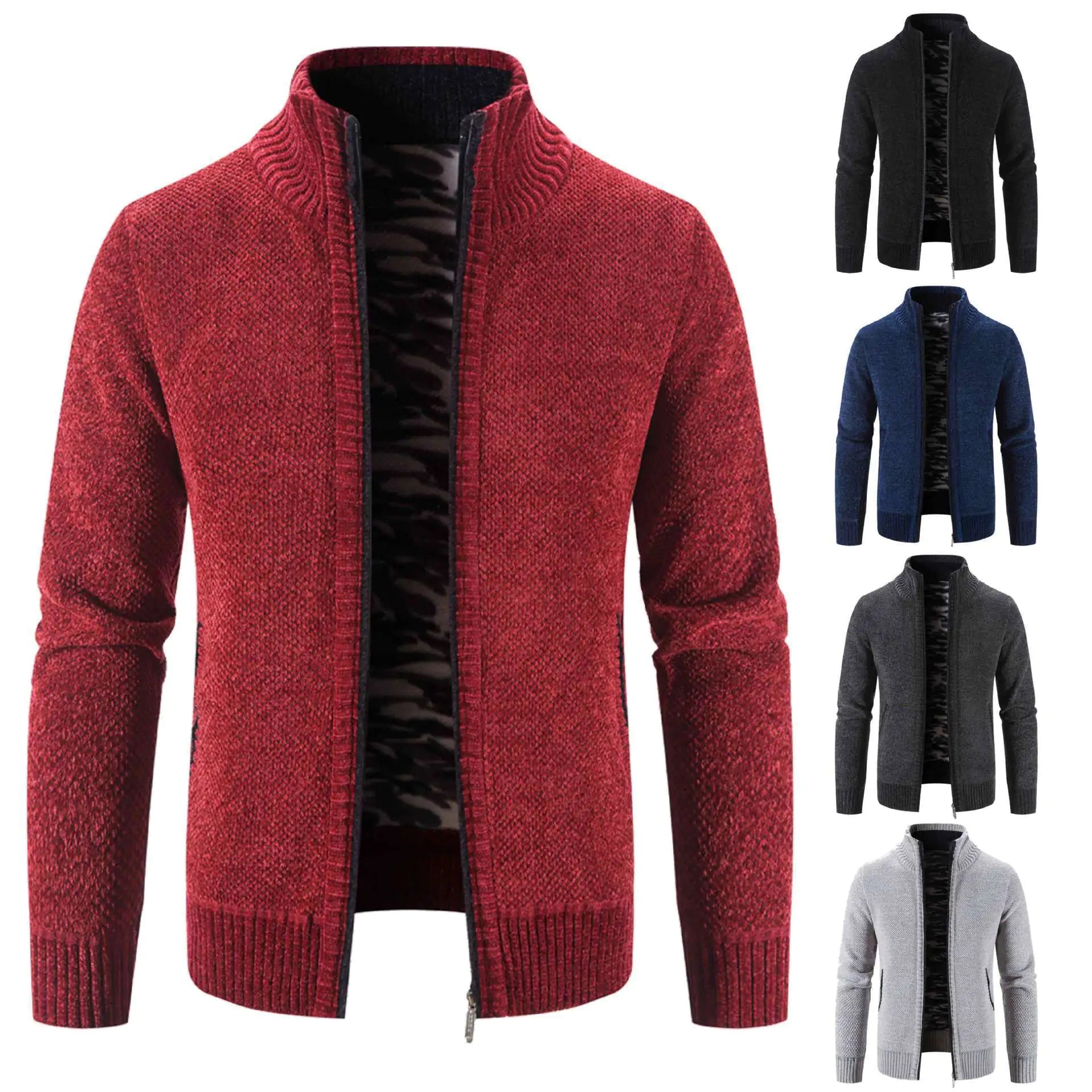 Men's Fleece Lined Knitwear Jacket