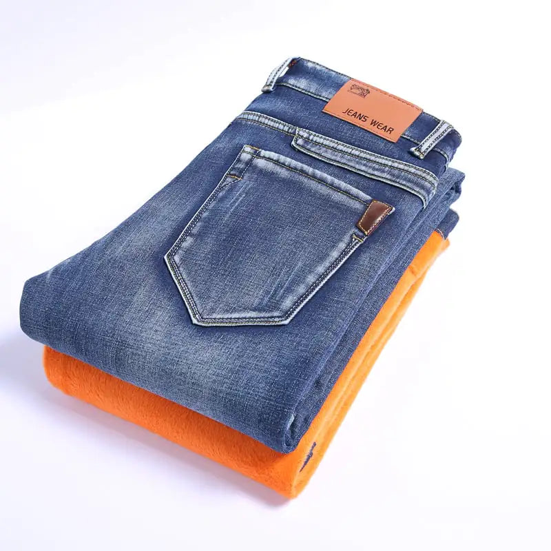 Men's Slim Fleece Stretch Straight Jeans