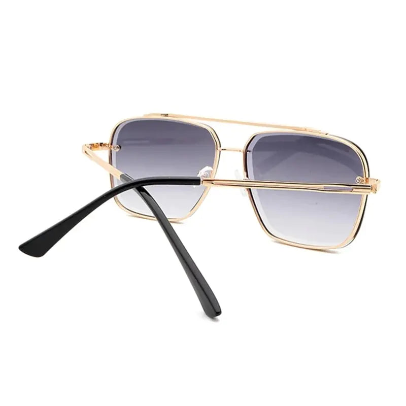 Metal Cut Edge Double Beam Sunglasses for Men