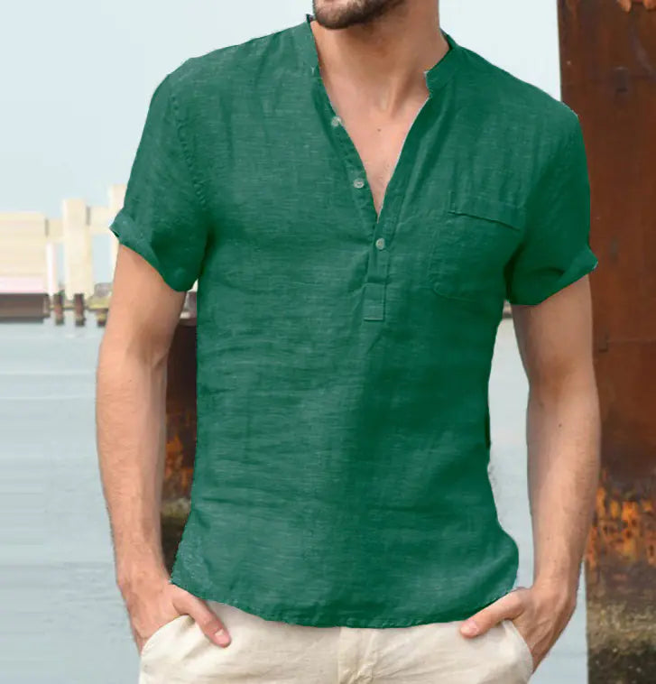 Casual Linen Half-Sleeve Shirt for Men