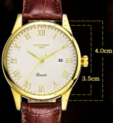 Fashionable Waterproof Couple Watches with Leather Strap