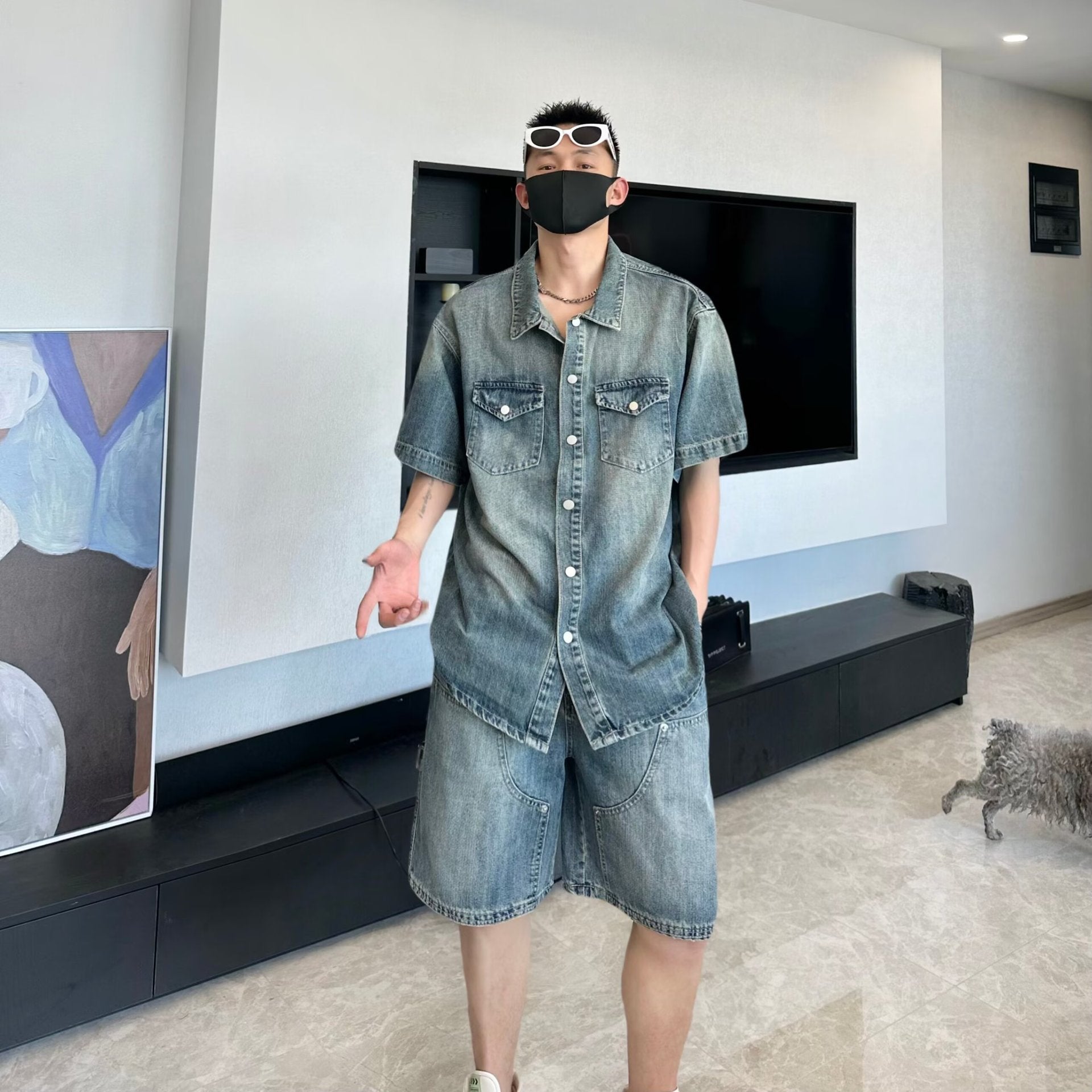 men denim suit