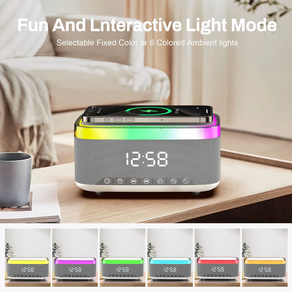 Smart Bluetooth Speaker with Night Light and Wireless Charger