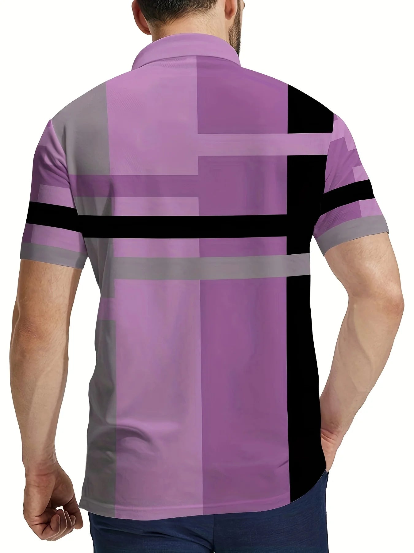 The new men's short-sleeved POLO shirt for summer 2025 features a casual and fashionable 3D striped pattern print