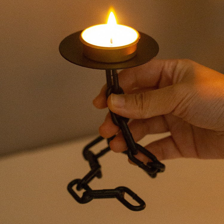 Vintage Iron Chain Candlestick