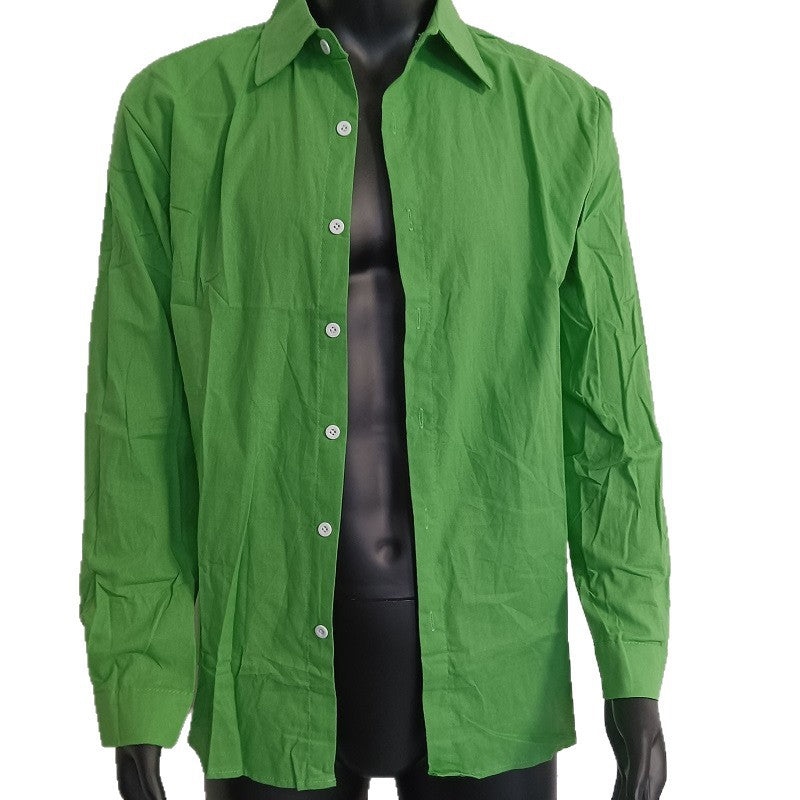 Solid-color cotton-linen shirt