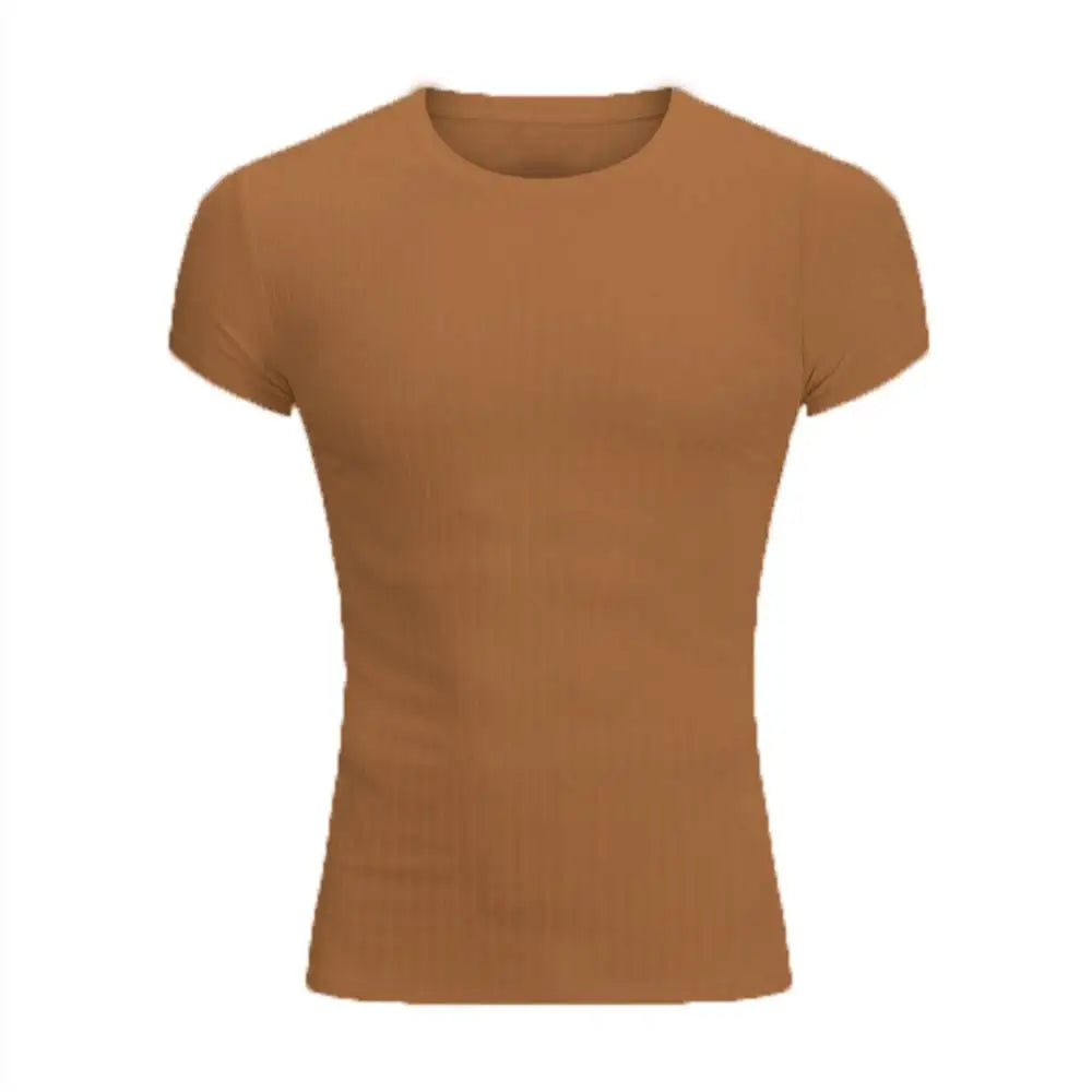 High Stretch Ice Silk Knit Stripe POLO Shirts Mens Slim Short-Sleeve Tops Tee Tshirt Lapel Neck Undershirt