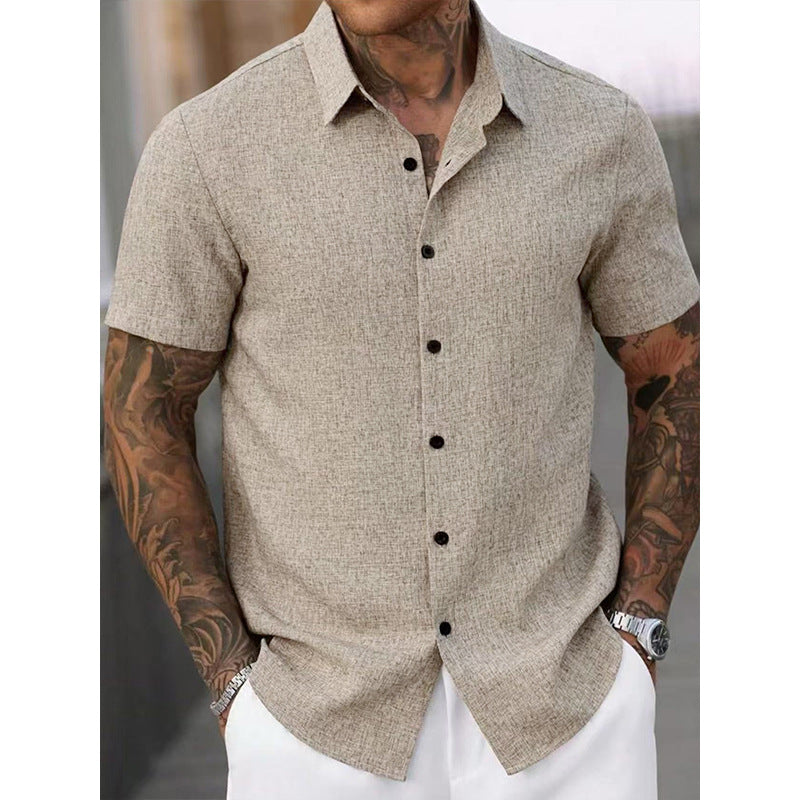 Mens Solid Color Short Sleeve Knitted Shirt