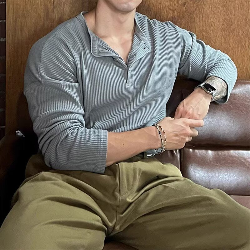 Henley Shirt Long Sleeve T-Shirt