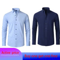 6xl New summer black men's shirt elastic force non-iron long-sleeved business casual shirt solid color mercerized vertical