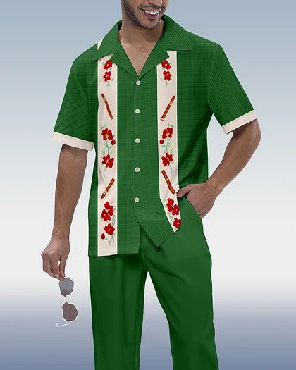 Men's Casual 3D Printed Shirt and Trousers Suit