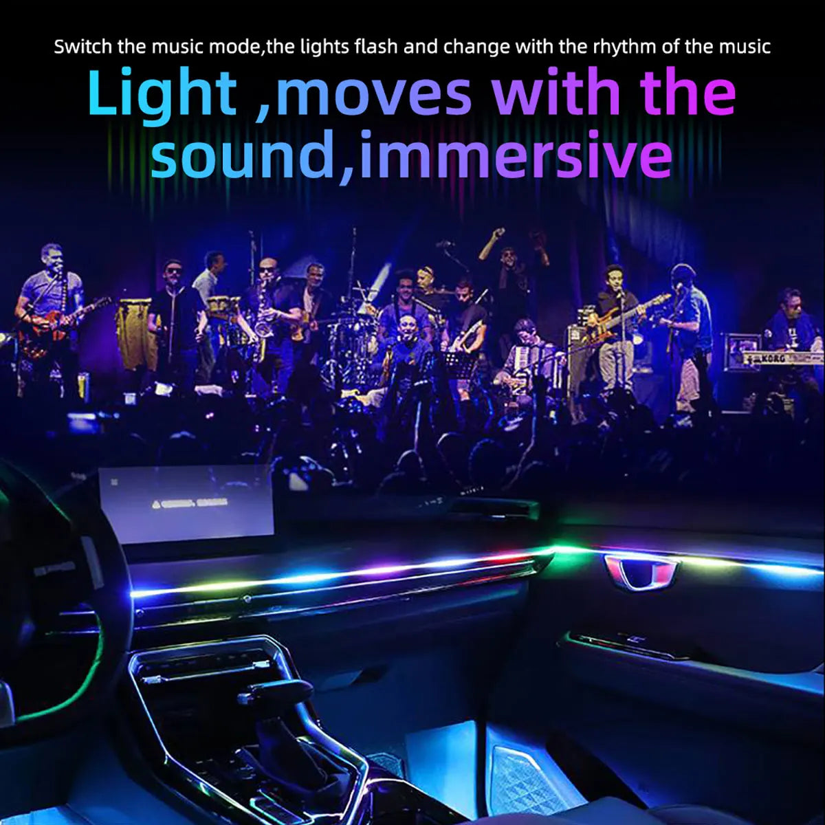 LED Skylight Car Sunroof Ambient Lights Symphony RGB Interior Acrylic Strip USB LED Decoration Atmosphere Lamp Dashboard 110cm