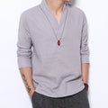 Mens Long Sleeve Linen Cotton Shirt