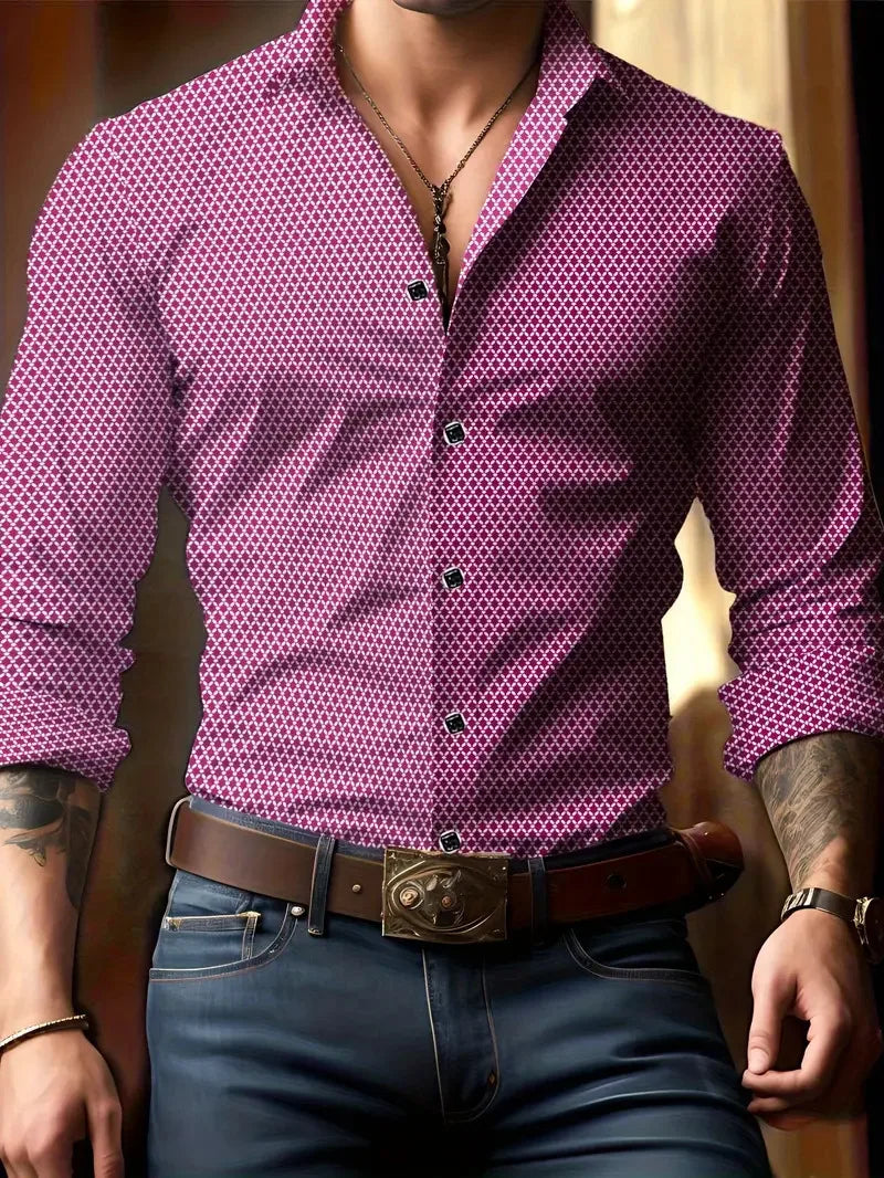 Check Print Long Sleeve Luxury Shirt