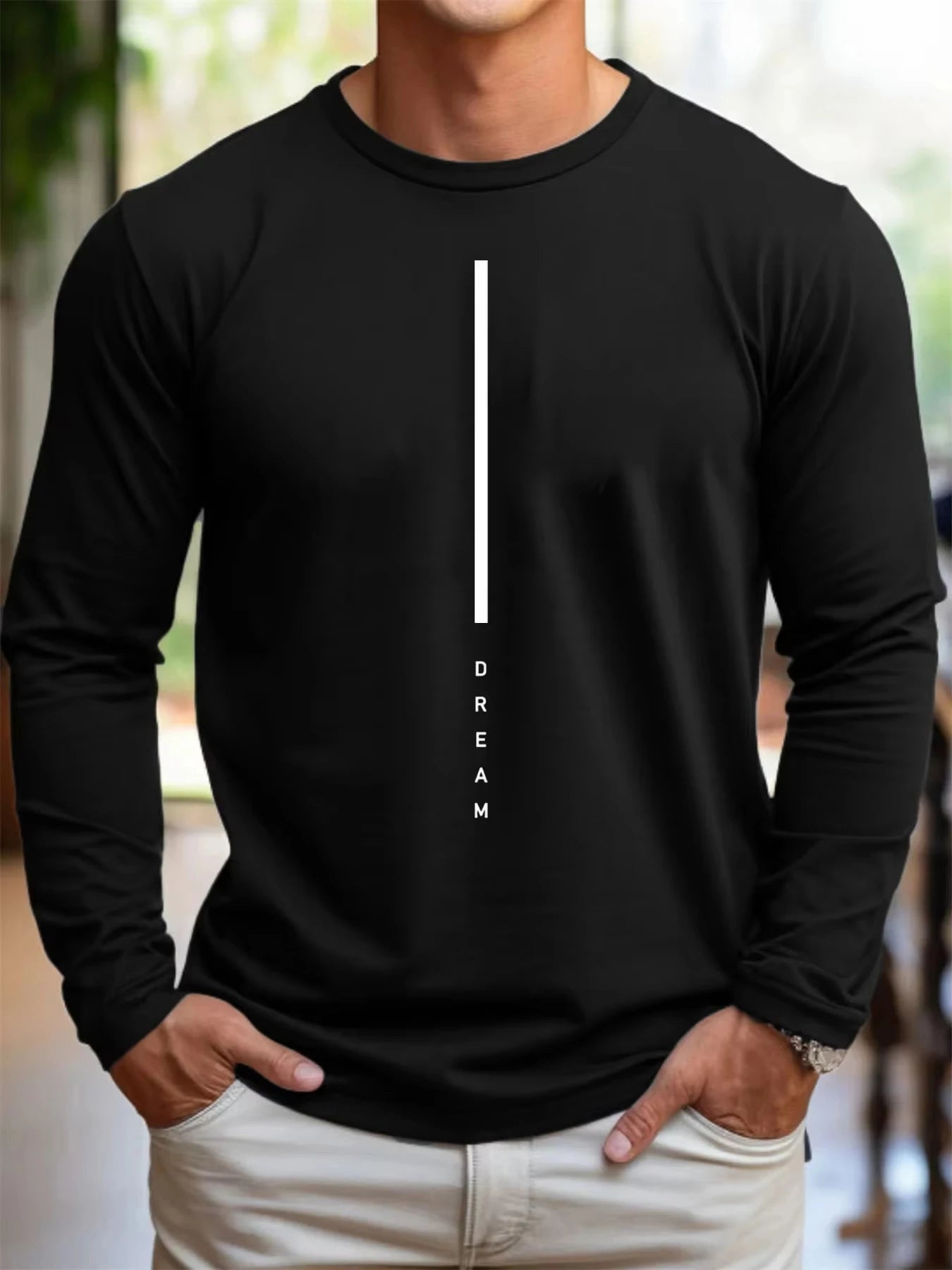 2025 New Men's Dream Letter Printed Autumn Long Sleeved T-shirt