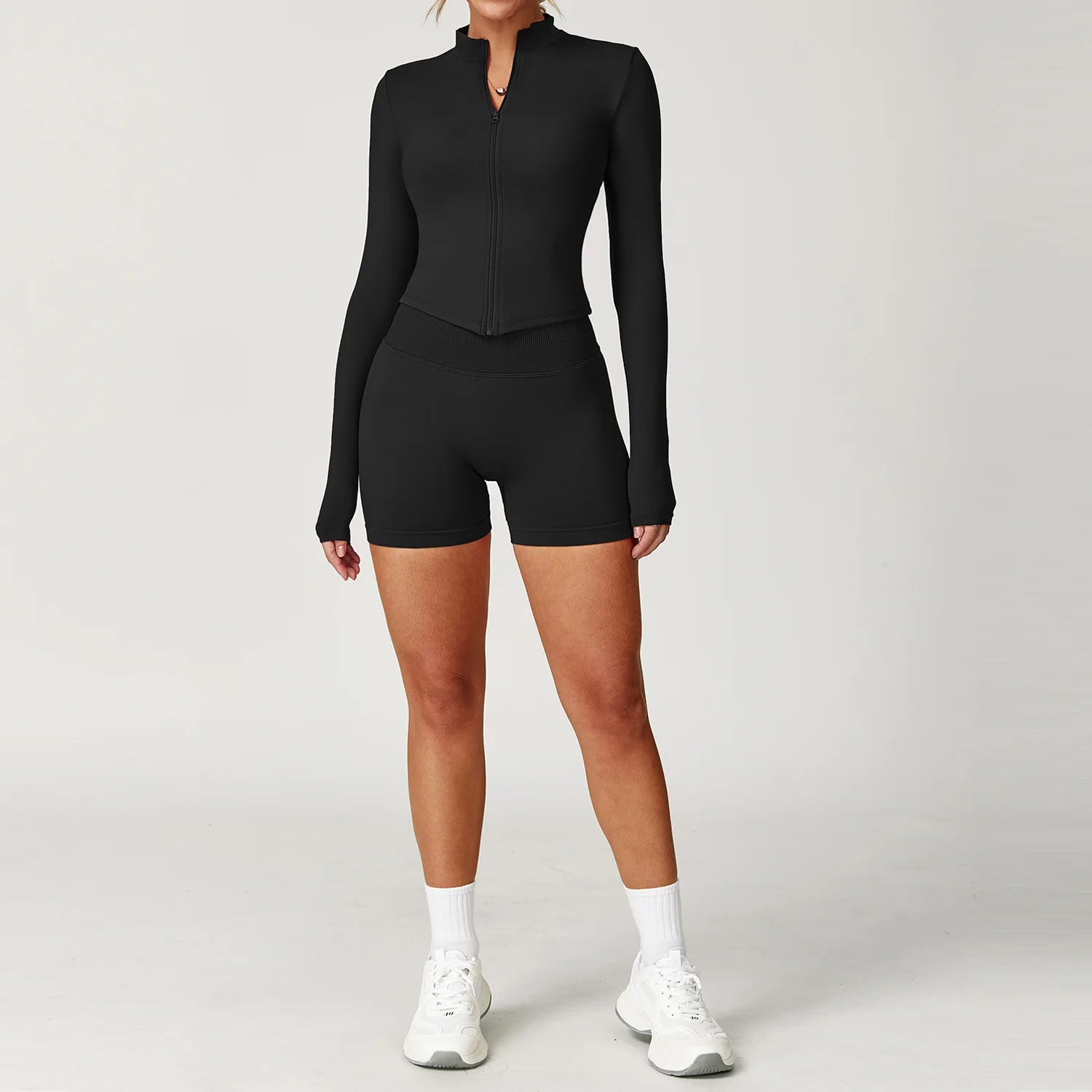 Seamless Yoga Set Gym Clothes 2PCS Women Sportswear Yoga Suits Tracksuits Fitness Long Sleeved Jacket Sports Bra Gym Leggings