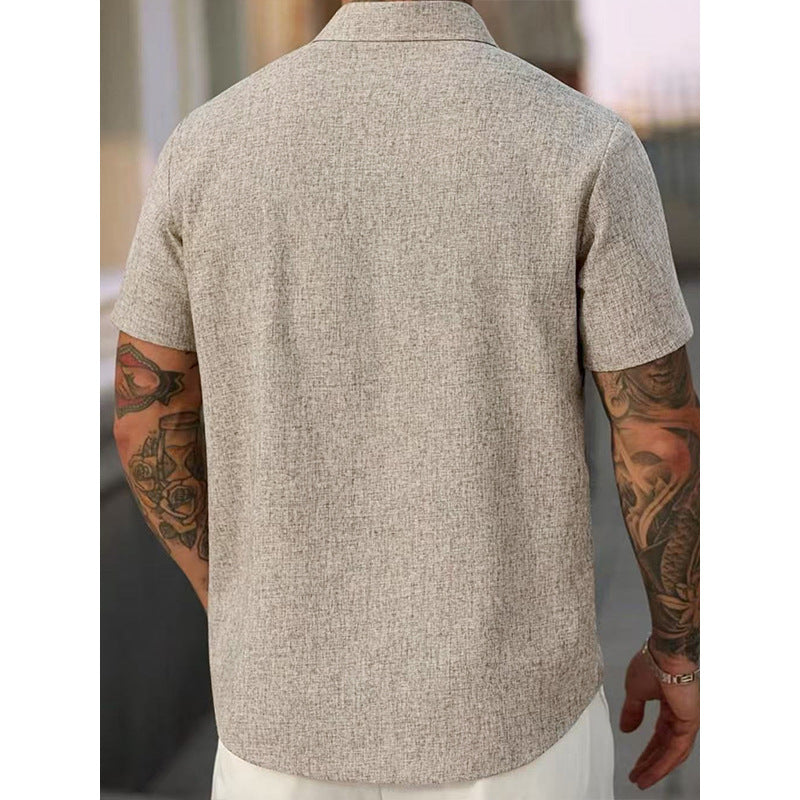 Mens Solid Color Short Sleeve Knitted Shirt