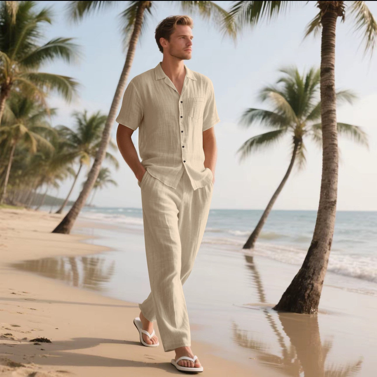 Men's Casual Linen Short-Sleeved Shirt