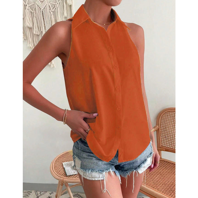 Sleeveless Satin Shirt for Women