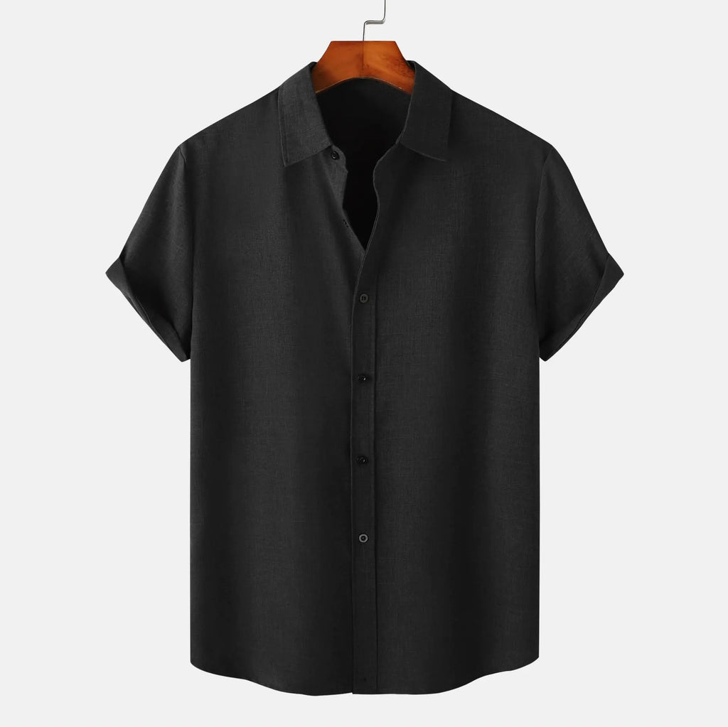 Men's Casual Slim Fit Solid Color Short Sleeve Shirt