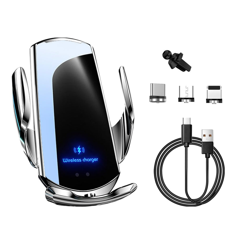 Ohleats Wireless Car Charger Mount 15W Automotive Electric Wireless Charger Holder Car Air Vent Mount Bracket Fast Charging for Most Smartphone Universal Car Accessories (Silver)