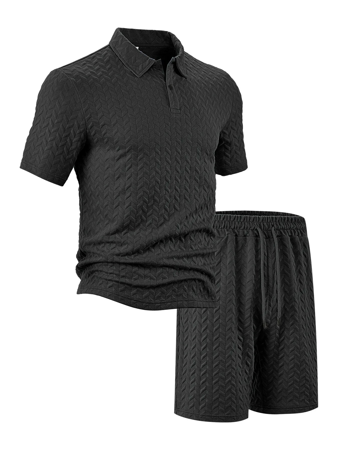 Men's new jacquard fabric summer short-sleeved and shorts set