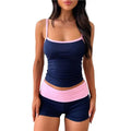 CYL-Womens Sporty Fashion Two Piece Set Sleeveless Top And Casual Shorts For Women Lounge Beach Wear