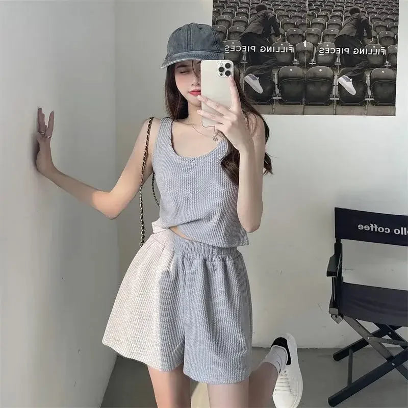 Tank Top Woman Shorts New in Matching Novelty Bottom Outfit Casual Stylish Full Light Features Kit Short Sets for Women 2 Pieces