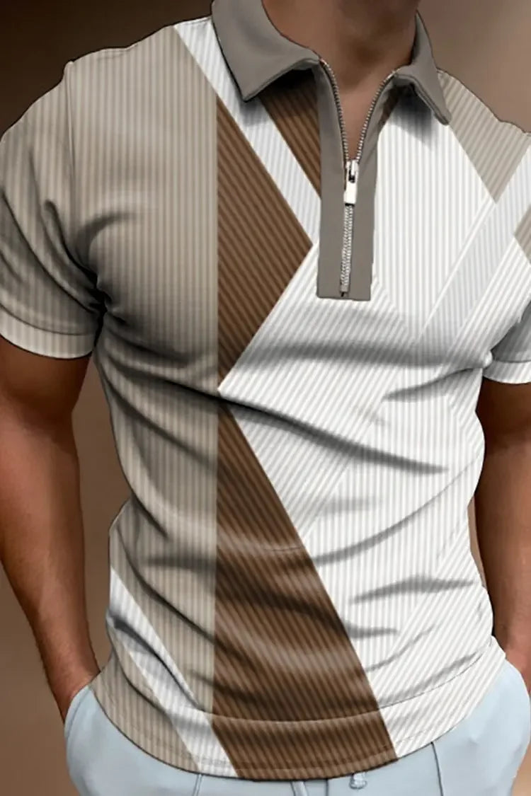 Polo Shirt Short Regular Top Splice Print